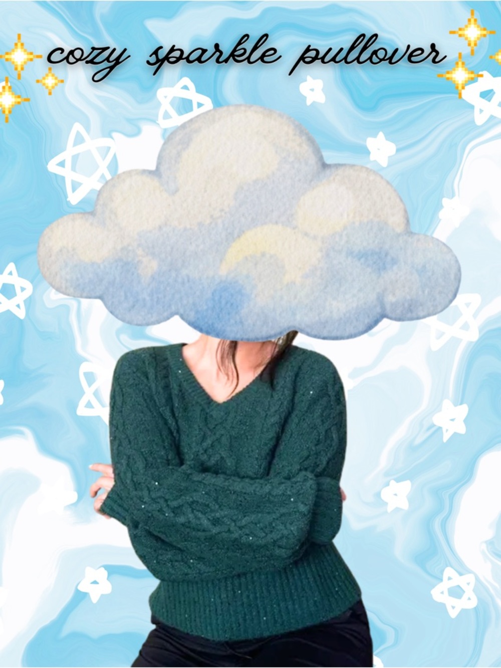 Dark turquoise teal sparkle knit pull over